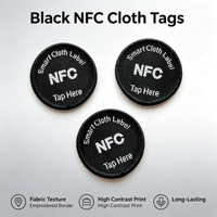 Étiquette de vêtement personnalisée lavable NFC RFID en polyester brodée pour la gestion et l'authentification des vêtements, des serviettes et du linge
