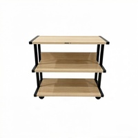 Étagère mobile triangulaire à 3 niveaux en métal et bois au design moderne pour salon, appartement, maison
