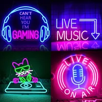 Casque de jeu transfrontalier LIVEMUSIC Style signe lumineux USB guitare électrique DJ mélange chat néon lumière décoration