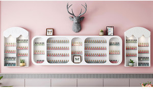Modern Wood <b>Nail</b> Color Display Cabinet Wall Mounted Polish Shelf Organizer with LED Light for Salon Boutique - Product Image 4