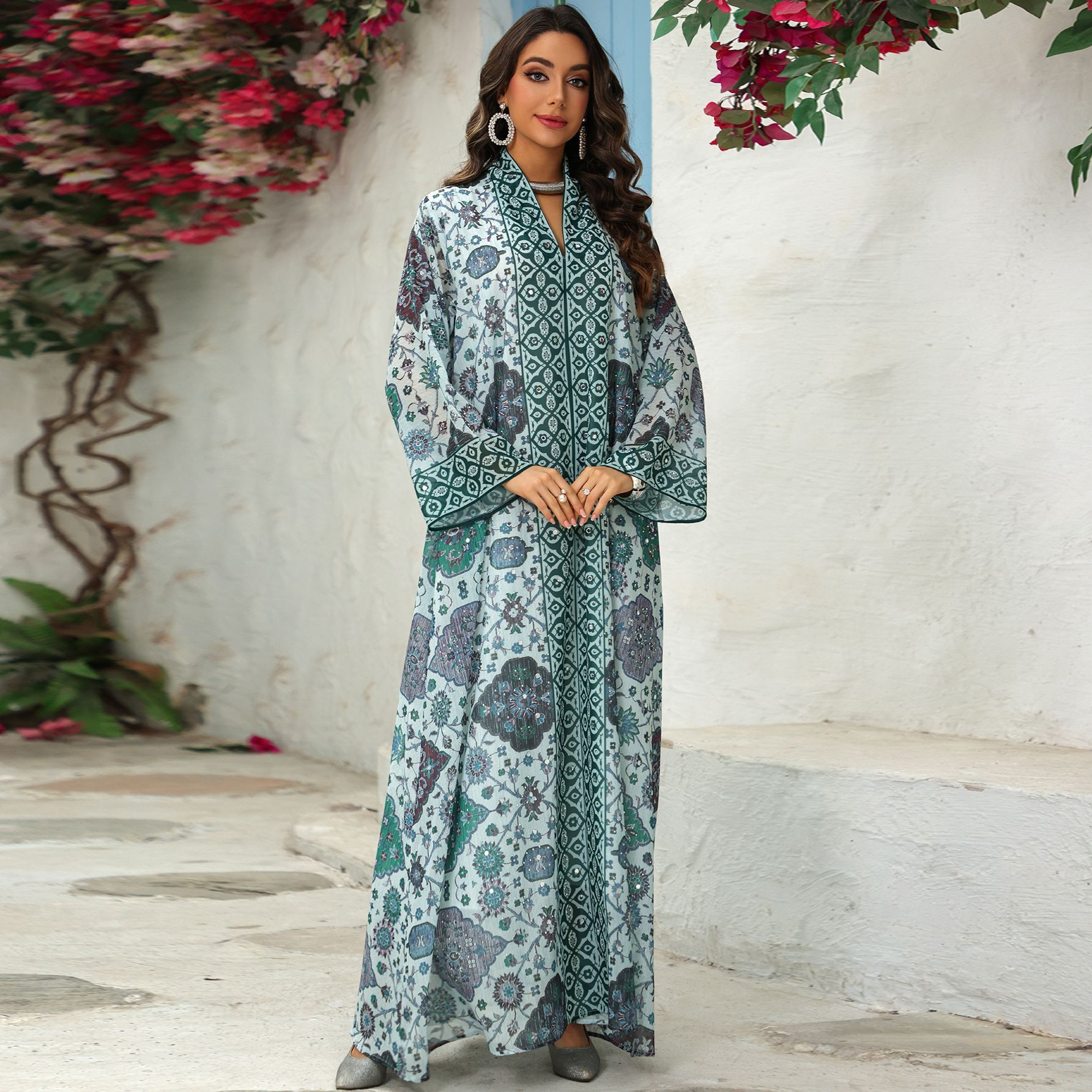 dress chiffon muslimah Latest Design Turkish Printing Muslim Elegant Women Long Robe Islamic Abaya Sleeve Length:Long Sleeve Best Tropical Dresses 2022 watermark_250511 Bridal gown Perfect for any special