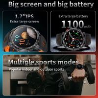 HT33 1100mAh IP68 impermeable Smartwatch para hombres 1,7 pulgadas IPS pantalla al aire libre linterna Smartwatch BT llamada Batería grande Smartwatch