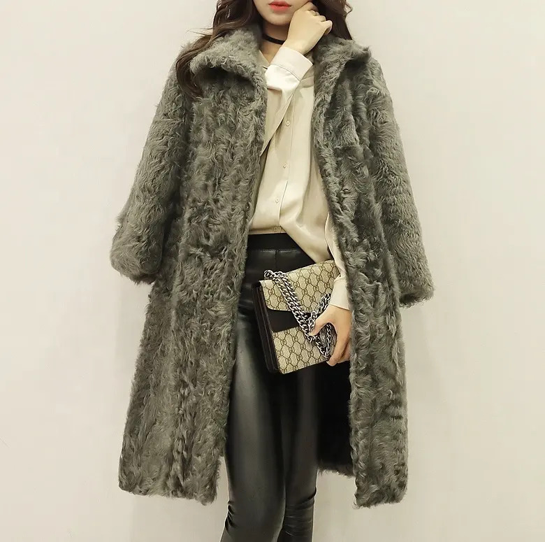 YR1034 nouveau style dames bouclés Kalgan manteau de fourrure d'agneau manteaux de peau de mouton femme