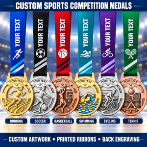 Custom Sports Competition Medals for Running, Soccer, Basketball, Swimming, Cycling and Tennis Events OEM ODM medal manufacturer - Product Image 4