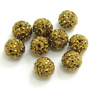 Alta Qualidade 8mm 10mm Ouro Argila Rhinestone Ball Beads Colorido Rhinestone DIY Beads para Fazer Jóias Moda Jóias Atacado