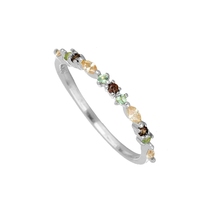 Bague empilable élégante pour femme en argent sterling 925 plaqué or 18 carats avec zircon cubique coloré magique