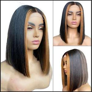 12A Double Dessiné Sans Colle Brésilien Raw Humain 5x5 Transparent HD Dentelle Fermeture Court <span class=keywords><strong>Bob</strong></span> Highlight 1b/27 #5x5 Frontal 4C Droit - Product Image 6