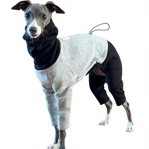 Veste classique à quatre pattes pour petit lévrier, en coton pur, avec blocs de couleur gris et noir, douce et chaude, pour petit <span class=keywords><strong>Lurcher</strong></span> ou Whippet - Product Image 1