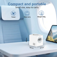 Adaptador de Viaje 5 en 1 para la UE con 1 Enchufe Schuko + 2 Enchufes Europeos y Puertos USB, Adaptador de Pared Compacto y Portátil para el Hogar y Viajes