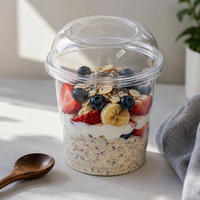 Bol en plastique PET transparent de 117 mm, 14 oz, avec couvercle, jetable, grand format, pour salade, pâtes, fruits, desserts, à emporter