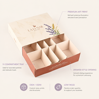 Boîte cadeau de luxe à tiroir coulissant pour pâtisseries, avec logo personnalisé, imprimé botanique, pour macarons, biscuits et chocolats, avec compartiments