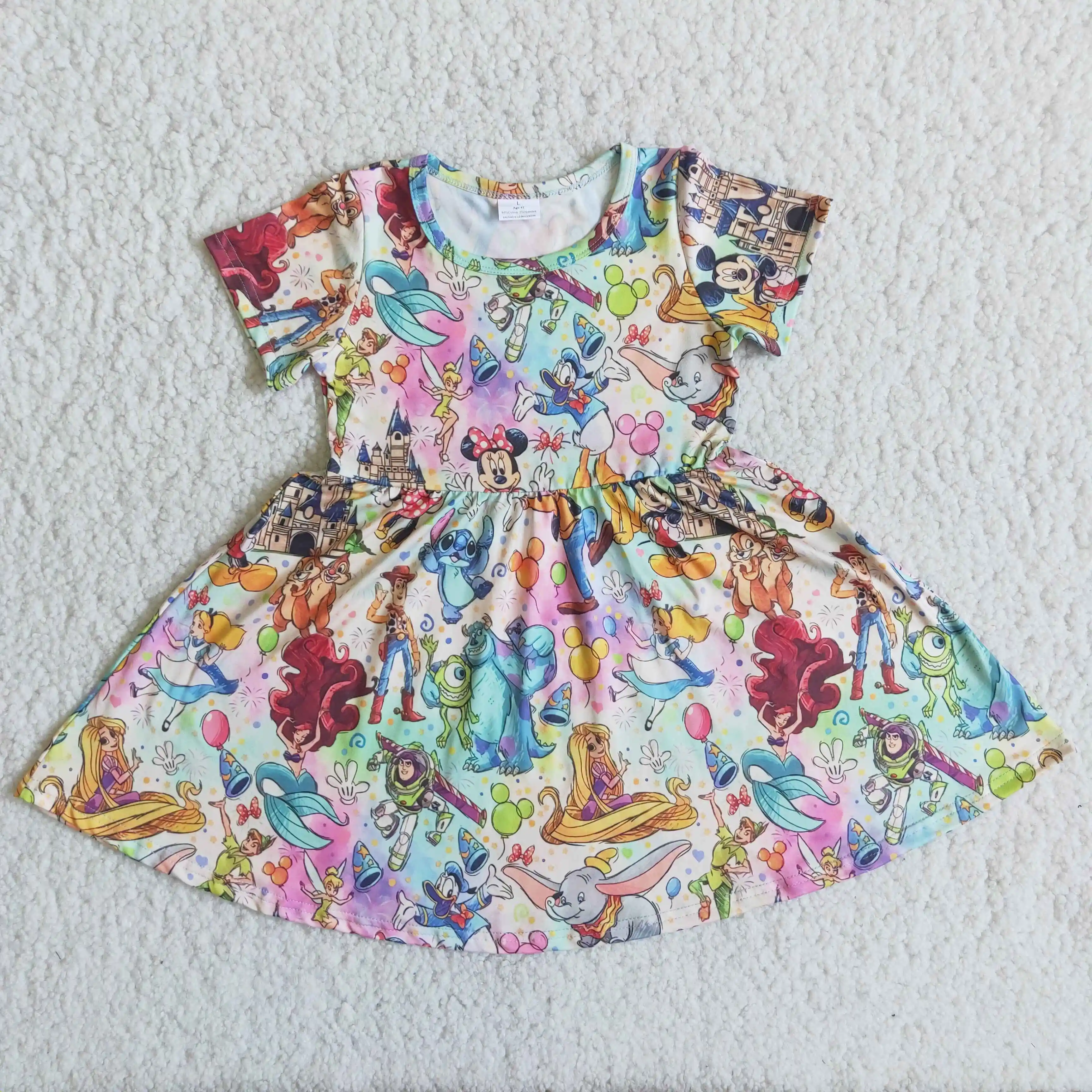 شعبية قصيرة الأكمام طفلة فستان صيفي الفتيات نمط جديد الاطفال ملابس الصيف