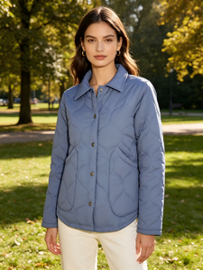 Veste matelassée vintage pour <span class=keywords><strong>femme</strong></span>, légère, boutonnée, style workwear, avec poches, pour l'automne et l'hiver - Product Image 2