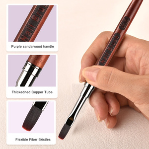 Extra Long Sandalwood Wooden Handle Big Round Nail <b>Builder</b> Gel Brush Widen Lengthen Building Gel Manicure Nail Art Brush - Product Image 4