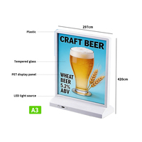 Support de menu lumineux LED en plastique pour restaurant, présentoir de table, panneau publicitaire, support de carte éclairé pour entreprise