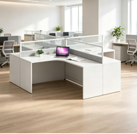 Bureau d'angle modulaire en L extensible et moderne pour personnel de bureau, poste de travail en cellule avec design écologique pour une utilisation flexible au bureau