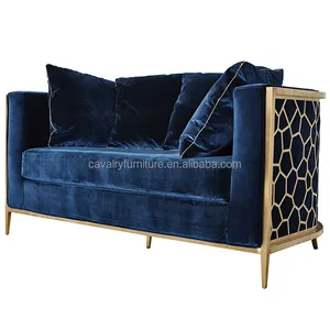 Light Luxury Designs Metal stainless steel Frame velvet Fabric Sofa Set for living room furniture