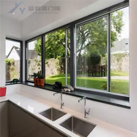 Fenêtre coulissante moderne en alliage d'aluminium, double vitrage Low-E, moustiquaire en acier inoxydable, isolation thermique, extérieur, hôtel, villa