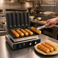 Machine à gaufres commerciale JTS-5H à 5 bâtonnets, électrique, antiadhésive, multifonctionnelle, 2000W, pour bar à snacks