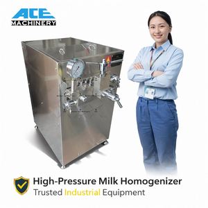 Ace 304 Stainless Steel CE ISO9001 Certified <b>Small</b> Lab High Pressure Milk Beverage Juice Yogurt Homogenizer - Product Image 2