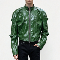 Blouson Bomber en PU Imperméable Personnalisé pour Homme, Coupe Slim Déstructurée, Fermeture Éclair, Style Aviateur, en Cuir, Type Cargo, Vente en Gros