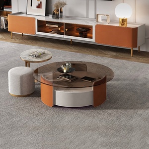 Bàn Cà Phê Sang Trọng Bằng Đá Cẩm Thạch Với Ghế Bằng Đá Cẩm Thạch Sống Trung Tâm Hiện Đại Bàn Cà Phê Đá - Product Image 2