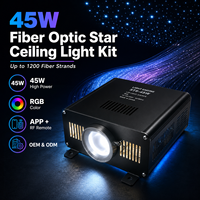 Kit de fibres optiques pour plafond étoilé RGB haute puissance 45W, solution d'éclairage en fibre PMMA avec télécommande APP