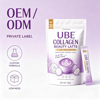Poudre de Latte Beauté au Collagène Ube avec Collagène Marin, Glutathion et Vitamine C pour le Soutien de la Santé de la Peau, Marque Privée OEM