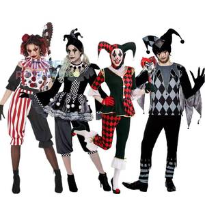 Costume de jeu d'horreur HP pour Halloween, motif à carreaux rouges, clown noir et blanc maléfique avec pantalon, inspiré des personnages d'anime et d'animaux - Product Image 1