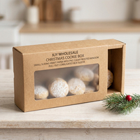 Caja de Galletas Navideñas al por Mayor XJY, Caja Pequeña Deslizante de Papel Kraft con Ventana Transparente Esmerilada de PVC