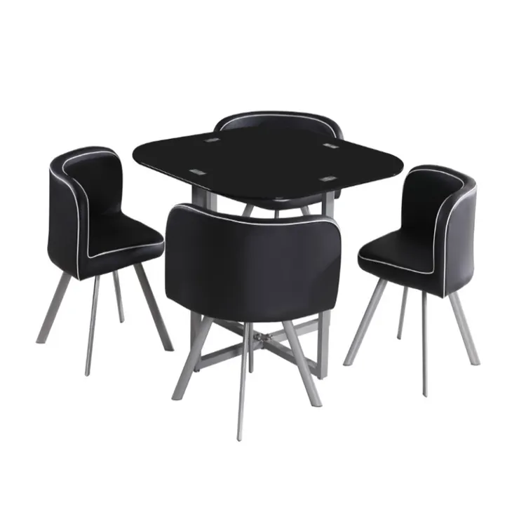 Conjunto de mesa de jantar redonda, conjunto de mesa de jantar preta para cozinha