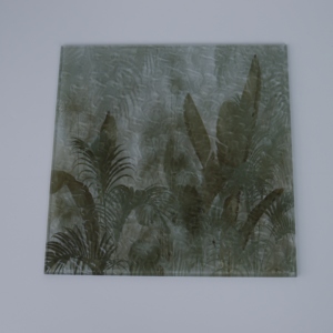 Panel de Vidrio Artístico Laminado con Resina de Hojas de Palma de Selva Tropical, Patrón de Planta Natural, Vidrio Decorativo para Decoración de Paredes - Product Image 6