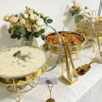 Plat de service rond en acier inoxydable de grande capacité pour hôtel, mariage, restaurant, buffet, chauffe-plats, vente de matériel de restauration