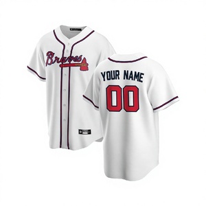 Braves Custom Baseball Jersey <b>White</b> Men's Short Sleeve Screen Printed Team Name Breathable Regular Fit Adult All Seasons - Product Image 1