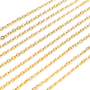 Chaîne en acier inoxydable 5m Or Rose Or Noir Argent Chaîne plate en O pour la fabrication de colliers et fournitures d'artisanat - Product Image 5