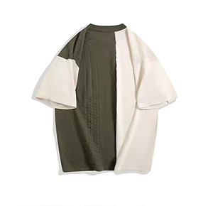 男士t恤男士定制t恤棉圆领拼布混色印花 - Product Image 2