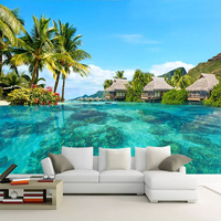Papier peint autocollant 3D personnalisé HD, paysage naturel de la mer des Maldives, photographie de plage, papier peint pour salon, fond de télévision