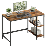 Bureau d'ordinateur SINCERE, bureau d'écriture à 2 niveaux empilables, structure en acier industriel, marron noir, bureau, salon, LWD47X