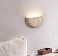 Lampu Dinding LED Modern Travertine Alami Dapat Diredupkan dengan Remote Control CRI Tinggi 90 untuk Ruang Tamu Koridor Balkon Restoran Kafe