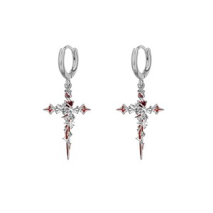 Boucles d'oreilles pendantes croix personnalisées pour hommes et femmes, créoles à épines tendance, bijoux à porter au quotidien - Product Image 3
