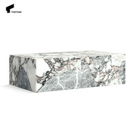 Tostone Bleu Clair Rectangle Plinthe En Marbre Naturel Ensemble De Table Basse Hôtel Moderne Salon Canapé Zone Salon Meubles