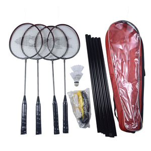Ensemble de raquettes de <span class=keywords><strong>badminton</strong></span> pour 4 joueurs, système de filet portable, poteaux, volants, équipement sportif pour jardin, plage, famille, jeux en plein air - Product Image 1