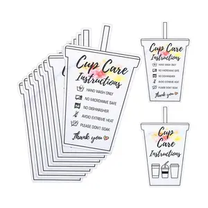 비즈니스 고객 방향 카드 온라인 상점 패키지 삽입을위한 케어 머그 인서트의 사용자 정의 컵 관리 지침 카드
