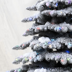 Magischer Beflockter Schnee-Kunstweihnachtsbaum Vorbeleuchtet mit Bunten Lichtern Üppiges Frostiges Blattwerk für Bezaubernde Feiertagsstimmung - Product Image 5