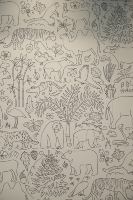 Wallpaper Mural Monokrom Safari Hewan Skala Besar Grosir untuk Dekorasi Dinding Taman Kanak-Kanak, Bahan Ramah Lingkungan