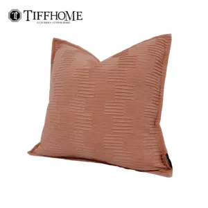 Tiff Home Custom Label 45*45cm Removable Cover Pink Embossed Simple Style Suede Cushion Cover For Sofa Bed Car