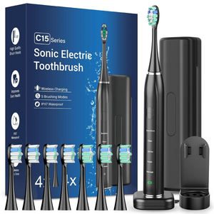 Brosse à dents électrique sonique étanche IPX7 avec support Qualité 8 têtes de brosse Type à poils moyens - Product Image 1