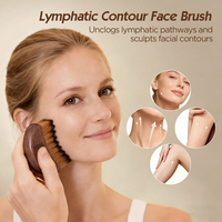 Brosse faciale ovale en bois de noyer pour drainage lymphatique, adaptée au visage, au corps, au menton et à la ligne de la mâchoire, conçue pour s'adapter à la peau