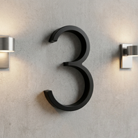 Plaque d'adresse 3D moderne en acrylique noir de 12 cm (5 pouces) pour extérieur, numéros de porte, lettres et numéros de maison, vente en gros