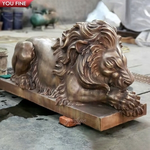 Estatua De León protector de tamaño natural de bronce acostado de tamaño natural para jardín - Product Image 4